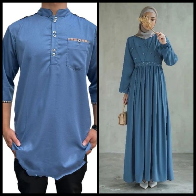 TYANA COUPLE / GAMIS DRESS BAJU KEMEJA KOKO KURTA LEBARAN COUPLE PASANGAN AYAH IBU SUAMI ISTRI JUMBO