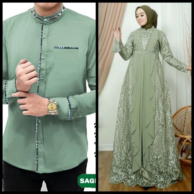 TANIA COUPLE / BAJU KEMEJA KOKO KURTA DRESS GAMIS BRUKAT LEBARAN COUPLE PASANGAN AYAH IBU SUAMI ISTR