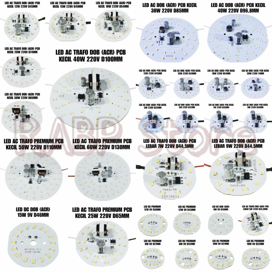 PCB LED AC ACR DAN PREMIUM 3W SD 60W LENGKAP - PCB LED DC - PCB LED TRAFO - LED AC EKONOMIS
