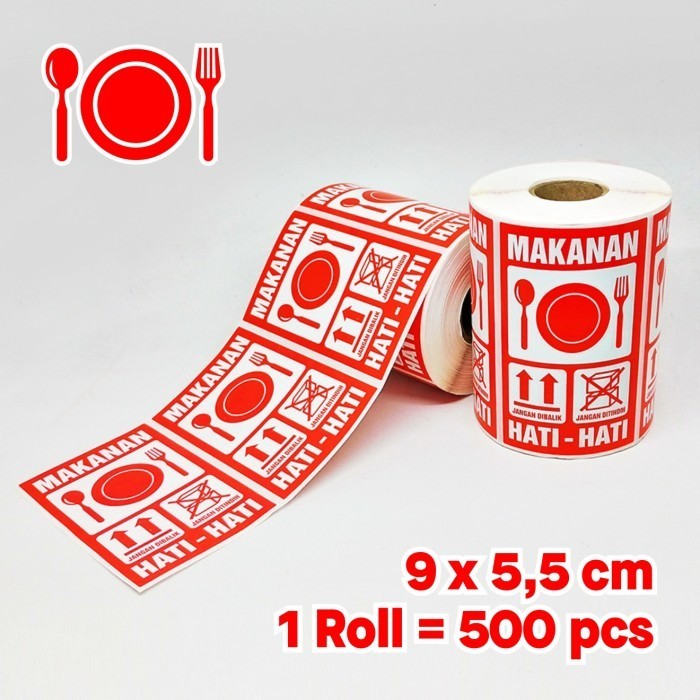 

Stier Fragile Food Dery Giriman Makanan 9X5,5 Cm 500 Pcs/Roll