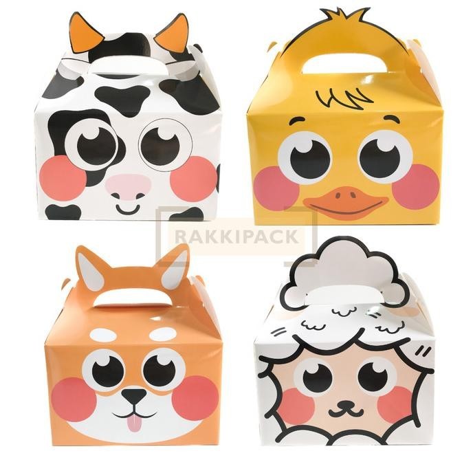 

Produk Terbaik] gable box hewan goodie bag hampers kotak snack ultah anak
