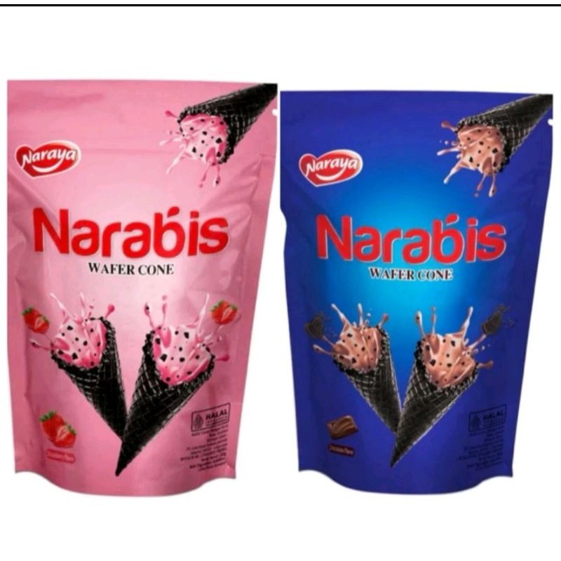 

Naraya Narabis wafer cone 80gr wafer cone Dengan krim rasa cokelat strawberry