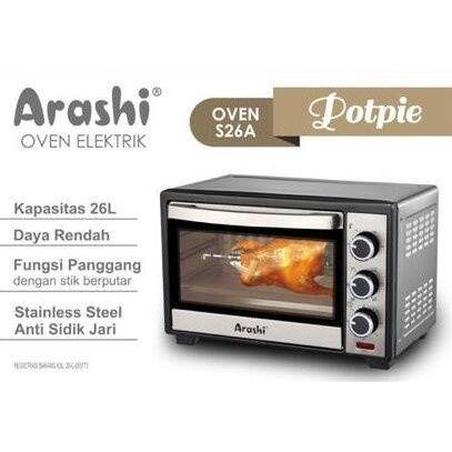 Oven Listrik Arashi S26A Low Watt 26 L Body Stainless Steel