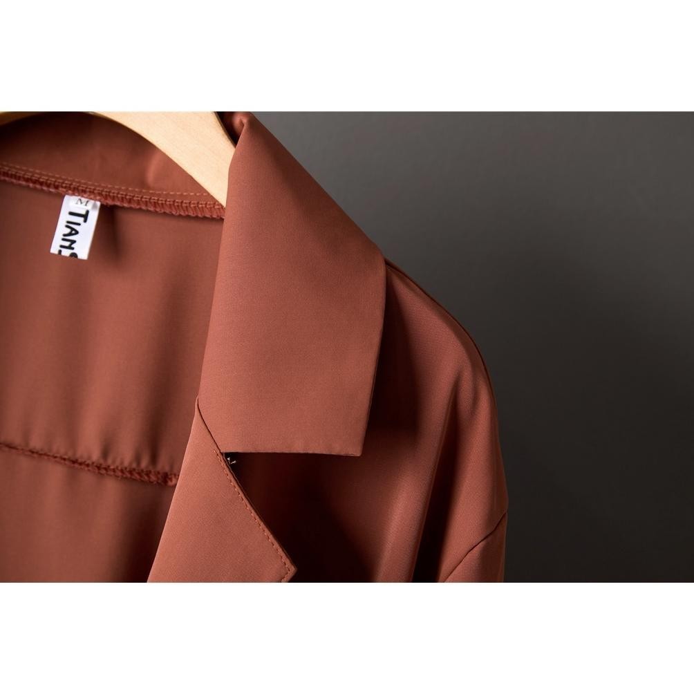 TIANSHUN UNGU COKLAT MERAH MUDA PUTIH HIJAU HITAM BIRU KOREA BLAZER WANITA LENGAN PANJANG SETELAN JA