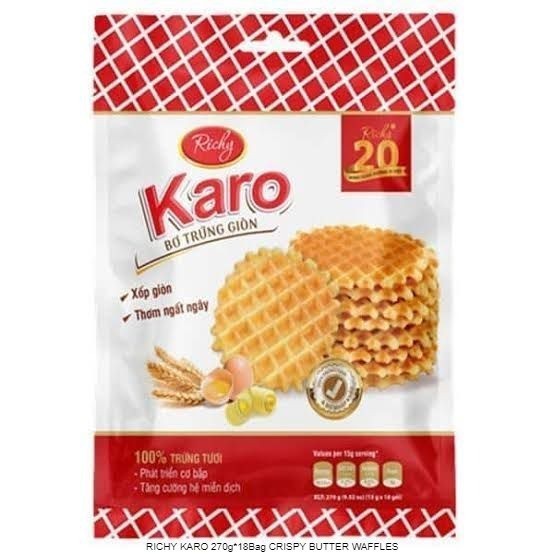 

TERJAMIN Richy Karo Crispy Butter Waffle Biskuit Wafel Karo 270gr snack impor