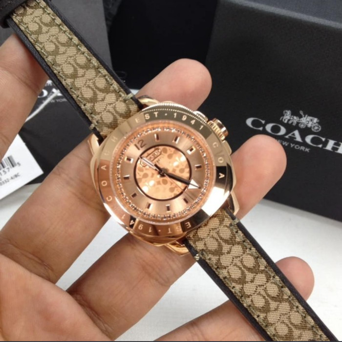 JAM TANGAN WANITA COACH ORIGINAL KULIT LEATHER STRAP ROSEGOLD CLASSIC