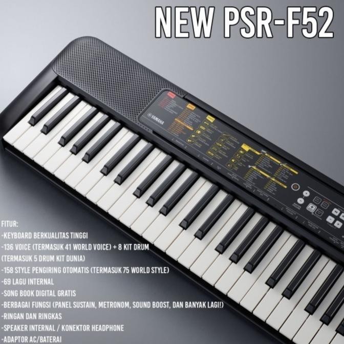 Keyboard Yamaha Psr F52 / Psr-F52 / Psr F 52 Keyboard Pemula New