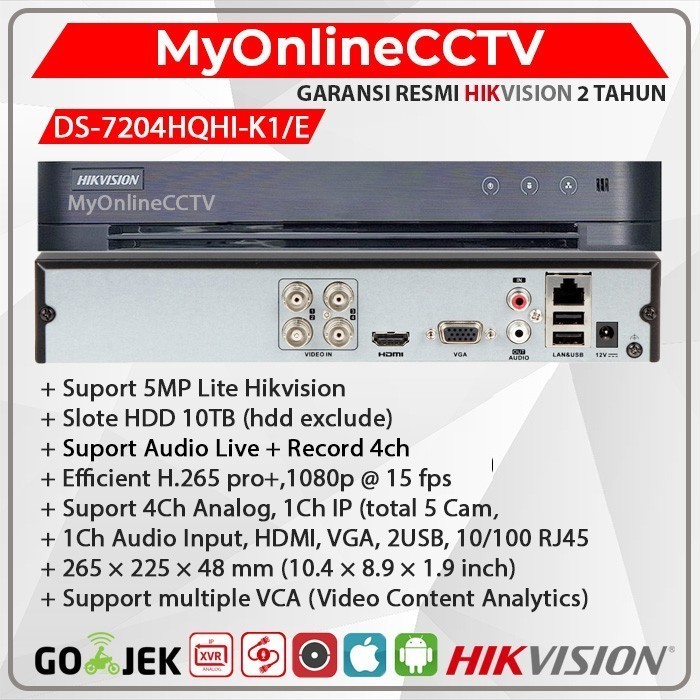 Paket Cctv 4 Channel 2Mp Hikvision Audio Lengkap Harddisk 1Tb 2Tb 4Tb