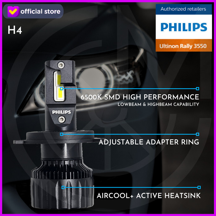 Lampu Mobil Philips Ultinon Rally 3550 - H4 6500K 50W