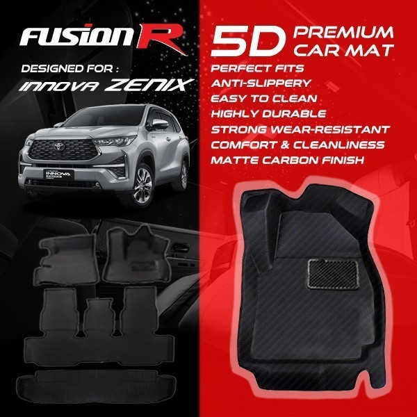 Fusion R Karpet Mobil 5D Innova Zenix Hybrid Premium Car Carpet Carbon