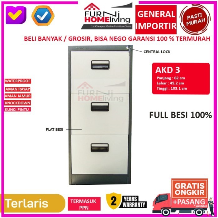 

PROMO Filling Cabinet Besi 3 Laci / 3 Susun AKD3