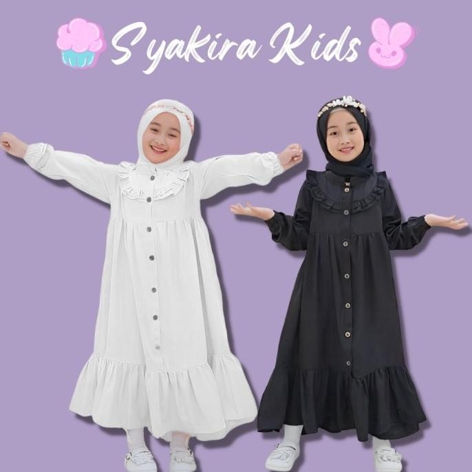 Gamis Putih Anak Perempuan Bahan Crinkle Airflow / Gamis Hitam Crinkle