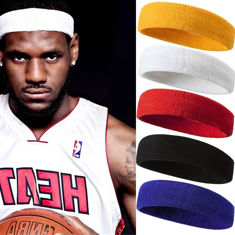 Bando Olahraga Basket Pria dan Wanita, Ikat Rambut Keringat Gym Kebugaran Katun Elastis untuk Lari T