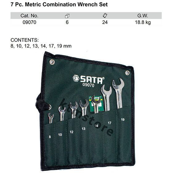 Kunci Ring Pas Set 7 Pcs Metric 09070 Combination Wrench Sata Tools