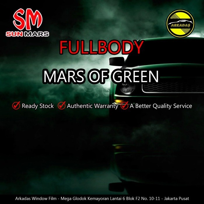 Promo Kaca Film Mobil Sun Mars - Mars Of Green (Warna Hijau) Fullbody