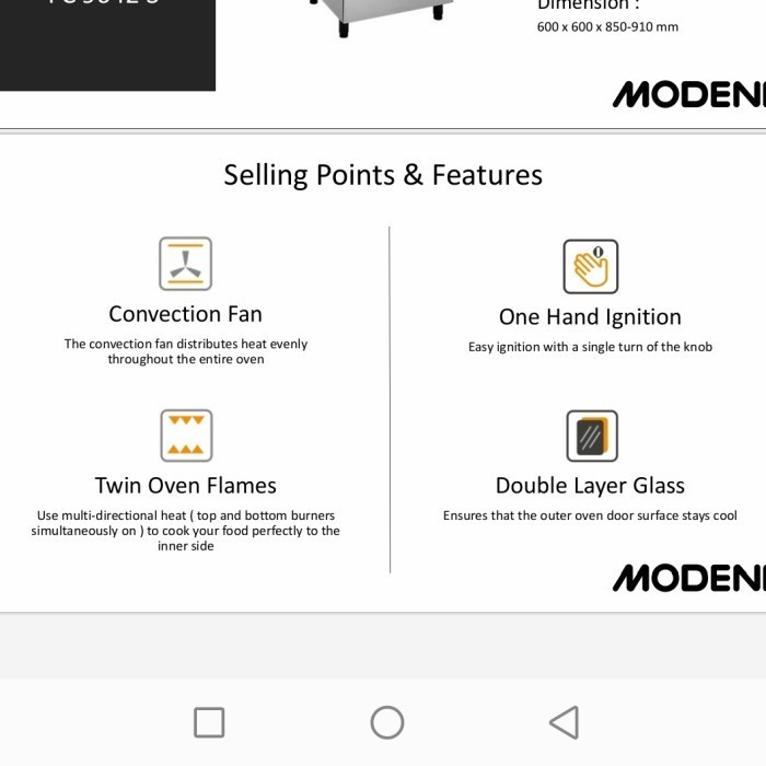 Freestanding Cooker Modena Fc9642S Kompor Freestanding Modena Fc 9642S