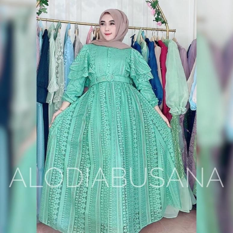 Mega Sale Dress Revina Malika Dress Brokat Malika Pakaian Muslim Wanita Brukat Bisa Cod Viral