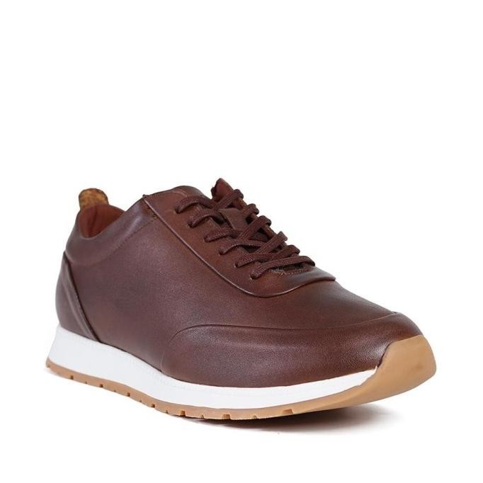Prabu - Sepatu Kulit Sneaker Pria Panji Brown Cokelat #Gratisongkir Newstuff_Nia