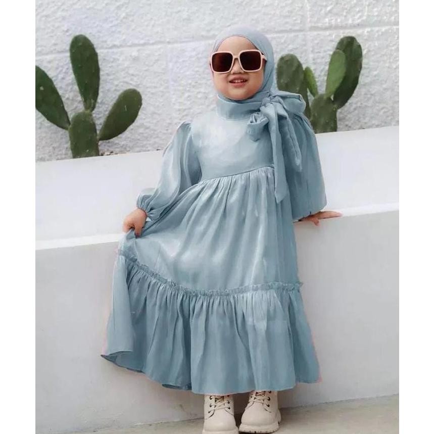 ARSYILA KIDS + JILBAB BAJU GAMIS MUSLIM ANAK USIA DARI 5-9 TAHUN DRESS ANAK PEREMPUAN BAHAN SANTORIN