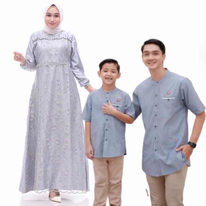 Busana Muslim Wanita Terbaru 2024 Couple Pasangan Couple Keluarga Koko Gamis Velvet Polos Brukat