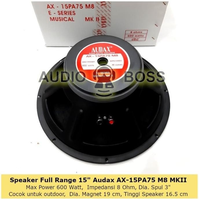 Audio Speaker 15 Inch 15" Fullrange Audax Ax-15Pa75 M8 Mkii E Series