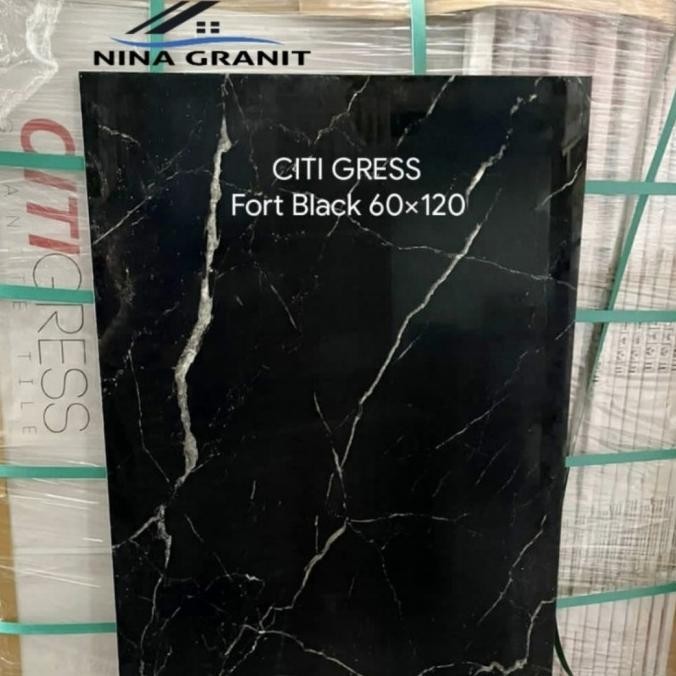 Granit/Lantai 60X120 Motif Hitam Alur Putih City Gress Glazed Polished Kp 1300