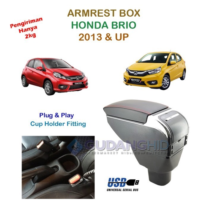 Armrest Mobil Mobilio BRV 7 USB Port Charger + LED