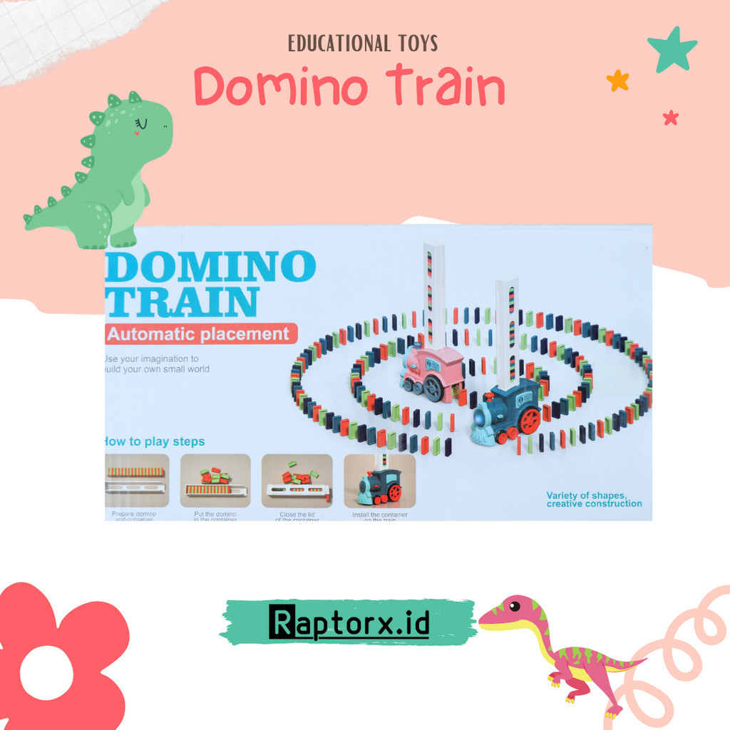 Wooden Block Plastik Domino Train Kereta Balok Domino Mainan Edukasi