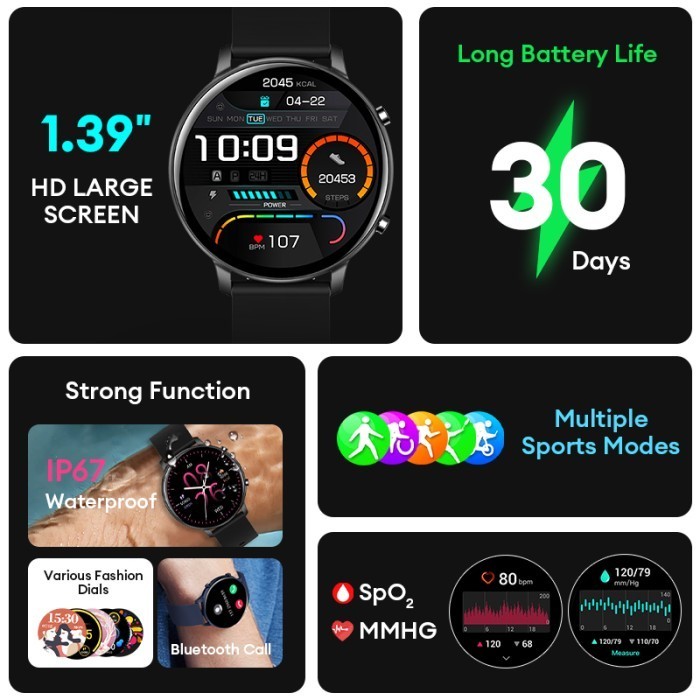 Aolon Jam Tangan Smartwatch Pria Smart Watch Wanita