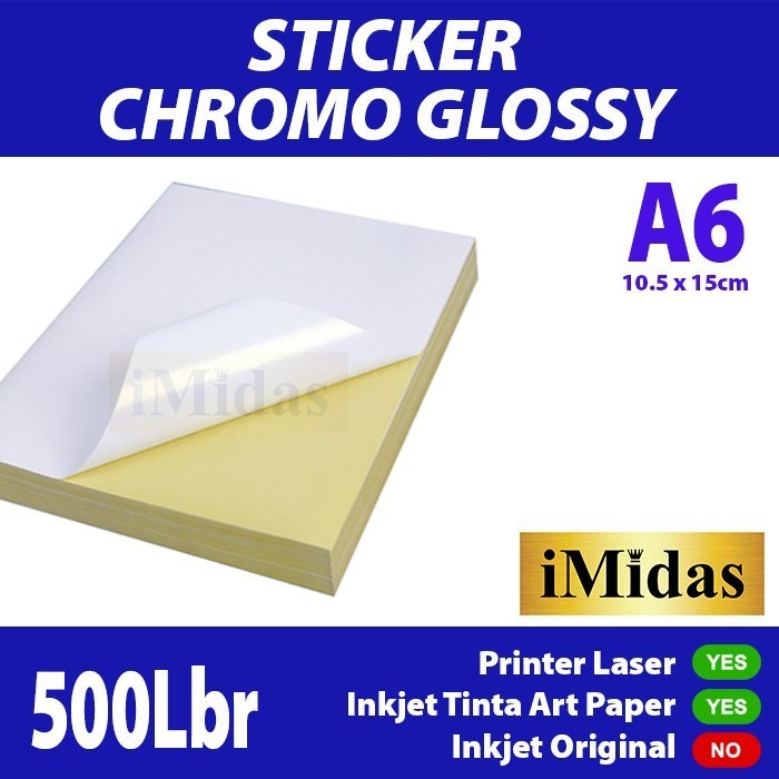 

Sticker Cromo A6 500Lbr ( 1 Rim) / Kertas Sticker / Chromo Glossy