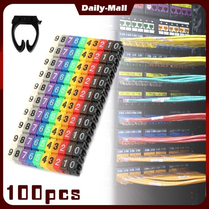 

100Pcs Cable Markers Colourful C-Type Marker Number Tag Label Sticker