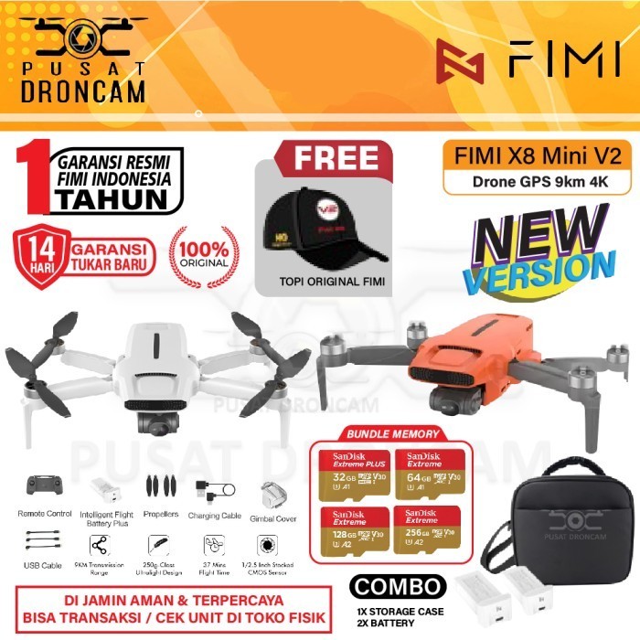 Drone FIMI X8 MINI V2 4K GPS 9km 3-Axis Gimbal - Drone X 8 Mini V 2