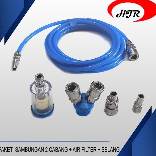 Terbaru PAKET SELANG KOMPRESOR ANGIN AIR FILTER PLUS SAMBUNGAN SELANG 2 CABANG