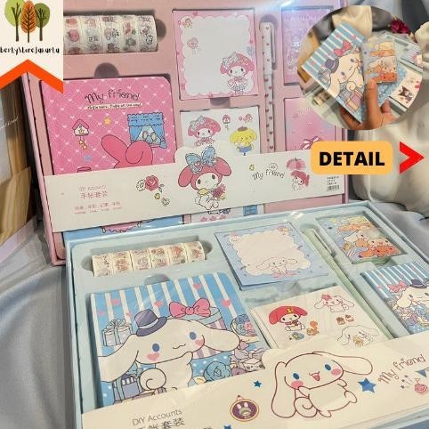 

Paket Jurnal 7 In 1 Karakter Sanrio My Melody Cinnamoroll Pink Biru