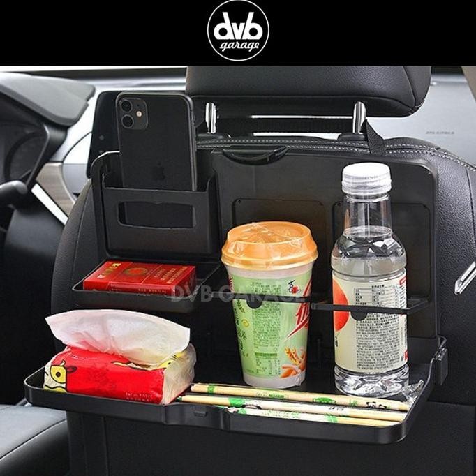 Meja Lipat Mobil Serbaguna Rak Kursi Makan Minum Foldable Multifungsi