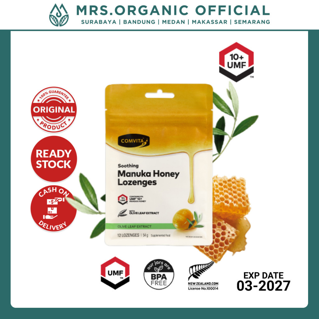 

Permen Comvita Manuka Honey Lozenges Olive Leaf, UMF 10+ 12 Loz