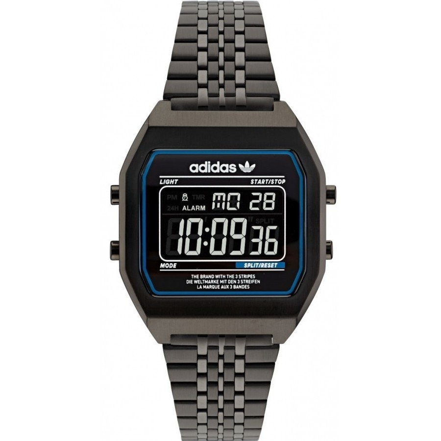 Adidas Original Aost22073 Digital Two Jam Tangan Unisex Black Vintage