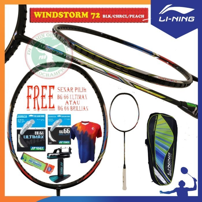 Paket Lining Windstorm 72 New Color Raket Badminton Original