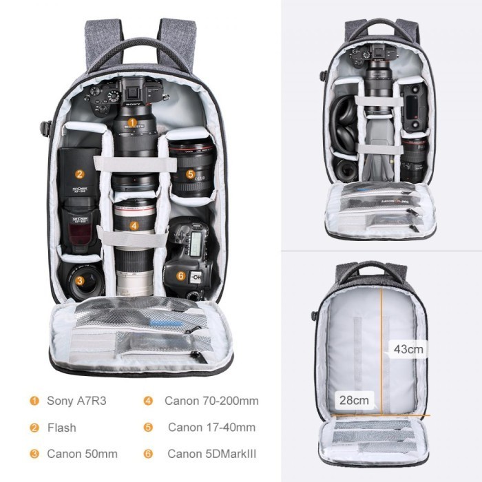 K&F Knf Kf Concept Nylon Camera Backpack Large Capacity Multifunction