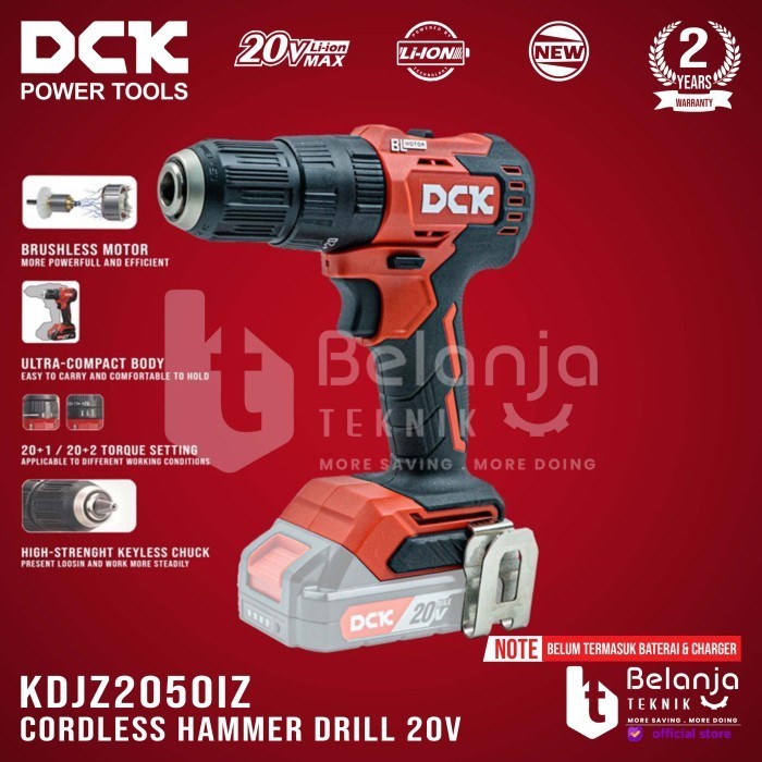 Dck Cordless Hammer Drill Kdjz2050Iz 20V Bor Impact Baterai Unit Only