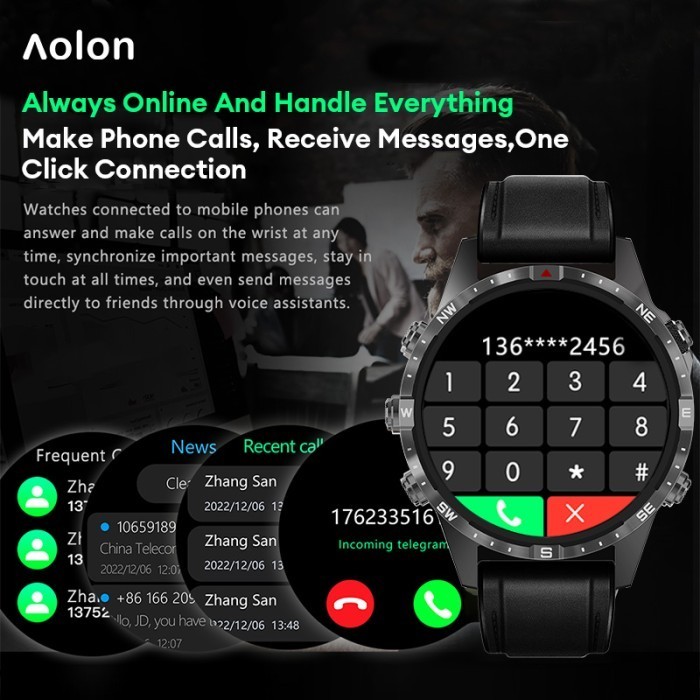 Aolon Smartwatch Jam Tangan Waterproof Nfc Bluetooth Call
