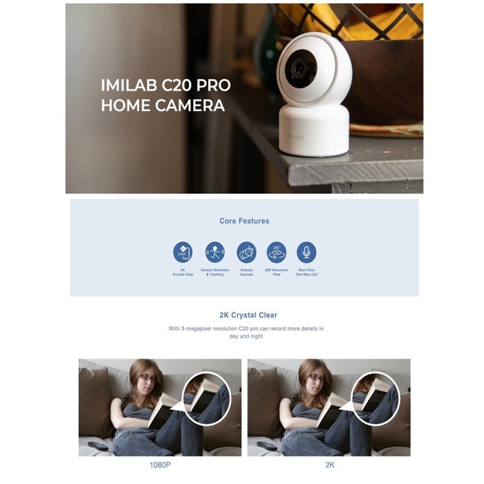 Imilab C20 Pro Home Security Smart Camera Cctv Ip Wifi 2K 360 Kamera