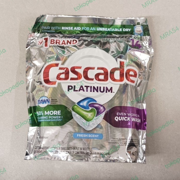 Cascade Dishwasher Platinum Fresh Scent Pouch Sabun Cuci Piring Original Dan Terpercaya