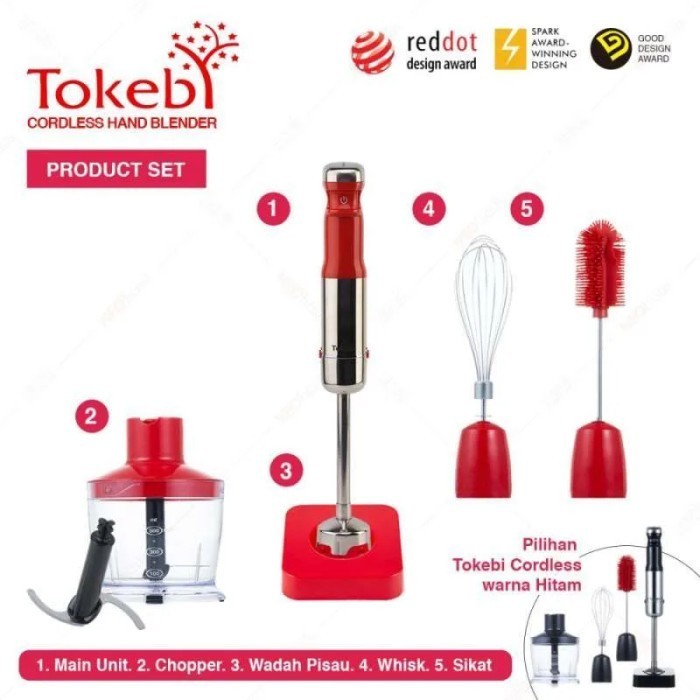 Neozen Tokebi Cordless Hand Blender / Blender Tangan Bebas Kabel (Red)
