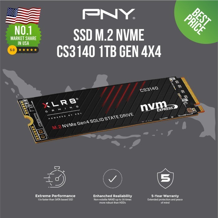 Pny Nvme Cs3140 - 1Tb Gen 4.0 Xlr8 Termurah Terlaris Promo