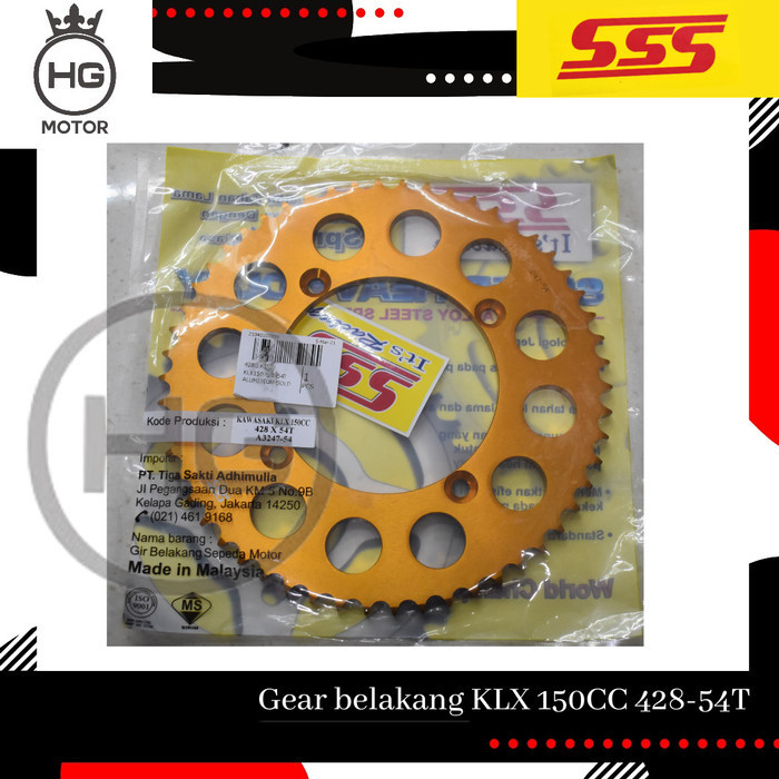 Gear Gir Aluminium Sss Motor Belakang Klx 150 428 - 53T 54T