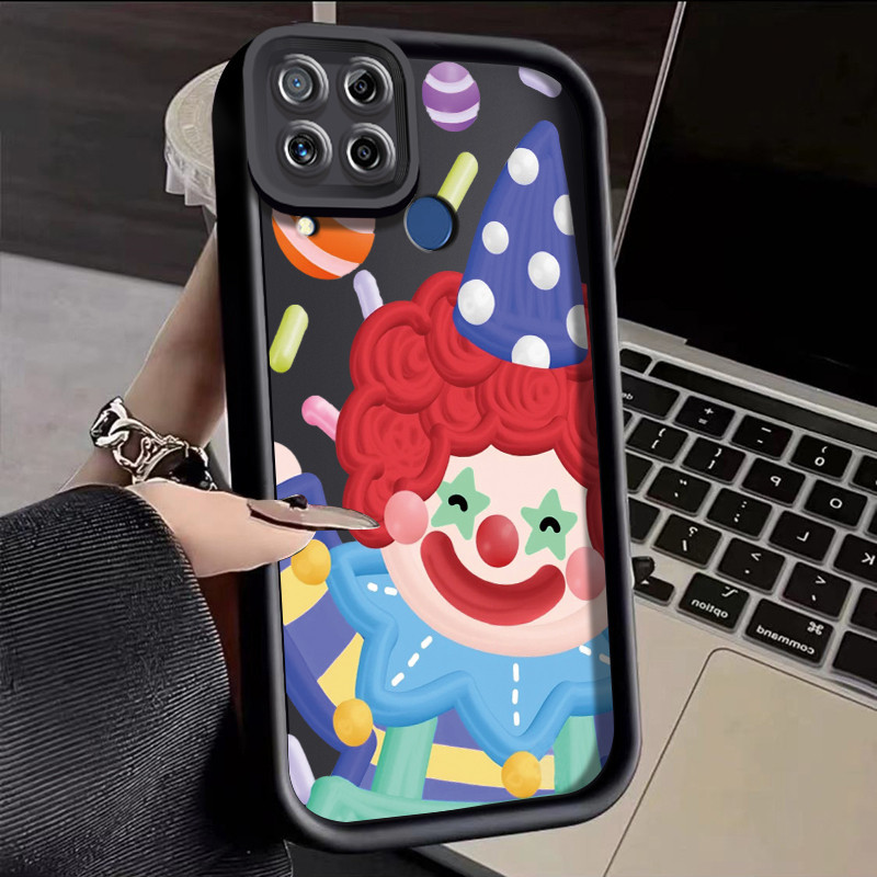 Casing Hp Realme C15 Case pola kartun Joker Casing HP pelindung silikon lunak ganda Kesing pelindung