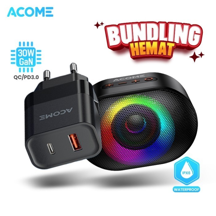 Acome Bundling 30W Fast Charging Acg30 Pro + Speaker Bluetooth A10
