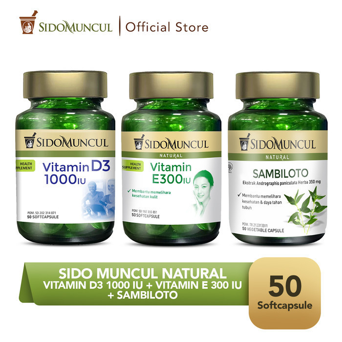 Sido Muncul Natural Vitamin D3 1000 Iu + Vitamin E 300 Iu + Sambiloto