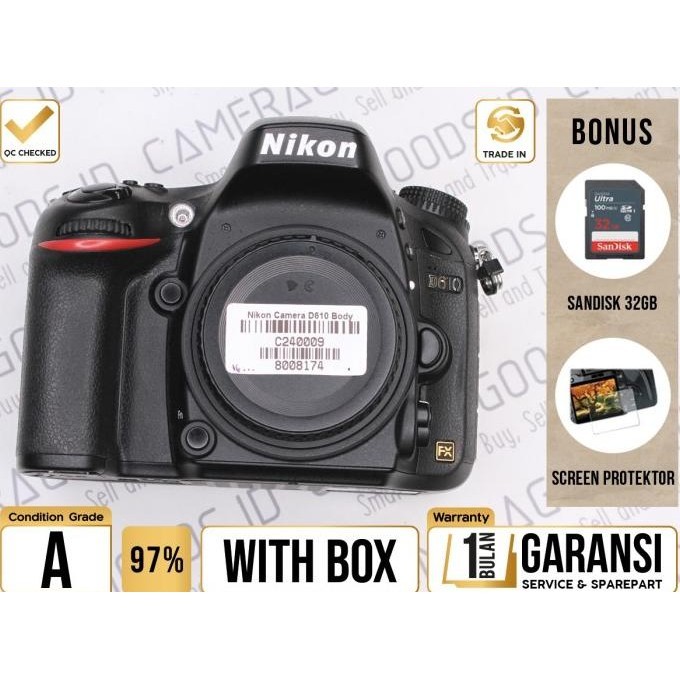 Nikon Camera D610 Dslr Full Frame Body Only - Grade A - C240009